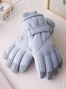 1 Pair Women's Professional Ski Gloves - Thickened Fleece Windproof Cold-Proof Outdoor Skiing Warm Gloves, Cycling Cold-Proof Gloves, Non-Slip Palm, Compatible With Touchscreen Devices - Multicolor - View 7