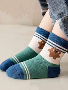 5双装儿童棕熊中筒袜，男女宝宝袜，学生袜，春秋季