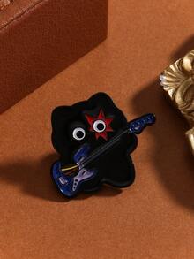 6pcs/Set Fashionable Cute Cartoon Rock Music Festival Black Cat Band Brooch Pin, Suitable For All Seasons/Parties/Gifts/Work Wear - Multicolor - View 7