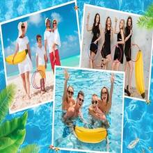 5pcs/Set Inflatable Banana Ring Toss Game, Includes 1 Inflatable Banana And 4 Plastic Rings. 3 Inflatable Bananas Perfect For Bachelor Parties, Bridal Showers, Engagement Celebrations, And Summer Pool Fun. - Multicolor - View 4