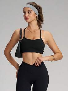 Sujetador deportivo para mujer, top deportivo de espalda cruzada con relleno extraíble, muestra tu hermosa espalda, tops de verano para correr, yoga y gimnasio