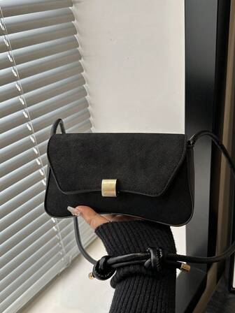 Fashionable Solid Color Retro Baguette Minimalist Underarm Shoulder Bag For Women