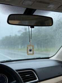 Demon Eye Car Pendant Titanium Steel Square Tag Rearview Mirror Hanging Ornament, Personalized Accessory For Men And Women - Multicolor - View 4