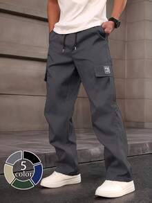 Men's Practical Cargo Pants, Suitable For Outdoor Travel. This Utility Pants Feature Multi-Pocket Design, Combining Campus Style. It's An Excellent Gift For Boyfriend Or Husband.