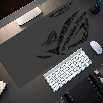 One Large E-Sports Gaming Mouse Pad, Gray Background With Circuit Pattern Logo, Non-Slip, Washable Rubber Bottom, Extra-Long Desk Mat, Office Desk Accessory, Computer Decoration, Desktop Decoration, Dirt-Resistant Gaming Mouse Pad. An Ideal Gift For Gamers, A Stylish Office Desktop Decoration And Study Accessory.