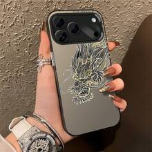 Dragon For  17 16 15 14 13 12 11 Pro Max AIR PLUS X XS mobile phone case for friends gift for family couple unisex Halloween gift Easter gift color silver mobile phone case - Dragón CYK BlackWVAW - Ver 2