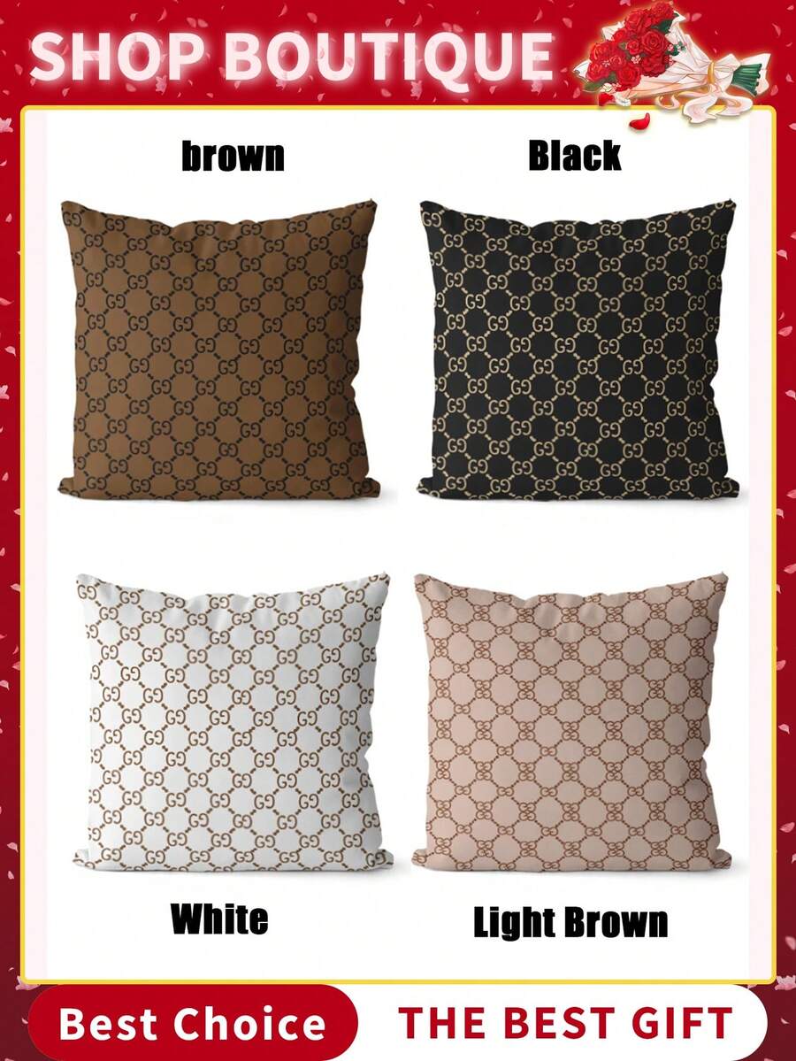 1pc Letter Pillow Cover, Simple Soft Plush Corduroy Solid Color Square Pillowcase (Pillow Insert Not Included), Suitable For Holiday, Sofa, Bedroom, Bed, All Season Use