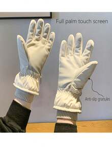 1 Pair Women's Professional Ski Gloves - Thick Fleece Windproof Cold-Proof Outdoor Skiing Warm Gloves, Bicycle Riding Anti-Cold Gloves, Non-Slip Palm, Touchscreen Compatible - Multicolor - View 7