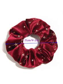 4pcs Velvet Scrunchies With Star Design, Polyester Hair Accessories Suitable For Autumn/Winter Daily Use ,Hair Ties ,Scrunchy Hair Ties