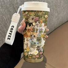 1pc, 530ML Cup , There Are Many Different Styles To Choose From Stylish And Personalized, It Has A Rope Handle For Portability, Suitable For Home, Office, And Daily Travel. Portable Can Hold Both Hot And Cold Beverages. - Multicolor - View 4
