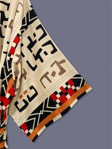 Bohemian Style Striped & Plaid Print Mid-Length Kimono Cover Up Thin Outerwear For Women, Elegant Street Casual Cover-Up, Beach Travel Holiday Robe, Dress Shawl Thin Cloak Outerwear - Apricot - View 6