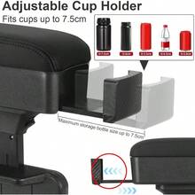 4-In-1 Car Seat Gap Armrest Box Univrsal Car Seat Gap Filler Organizer Adjustable Auto Arm Rest Pillow With Cup Holder Nappa Leather Center Console Armrest Organizer For Most Car - As Pic - View 4