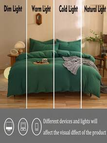 3pcs Olive Green Bedding Set - 1 Duvet Cover & 2 Pillowcases, Soft & Comfortable Home Textile, Available In Multiple Colors, Suitable For Dorm, Simple & Fashionable Home Decor, Soft & Cozy Bedroom Bedding Set, Fashionable Set, Machine Washable, No Filling - Dark Green - View 5