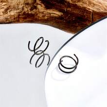 2pcs Minimalist Stainless Steel Double Spiral Hoop Earrings/Nose Rings, Suitable For Women's Daily Wear Body Piercing - 2Pcs - View 10