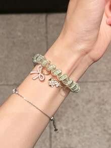 1个女士绿色时尚发圈蝴蝶结小巧弹力带，适用于38/40/41/42/44/45/49/46mm Ultra2/Ultra/SE/10/9/8/7/6/5/4/3/2/1 - 綠色 - 查看 2