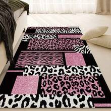 1pc Leopard Print Textured Carpet, Modern Home Decor, Suitable For Area Rug, Bedroom Decor, Small Rug, Carpet, Home Decor, Living Room Rug, Living Room Small Rug, Bedroom Rug, Living Room Home Decor, Outdoor Rug, Washable Rug