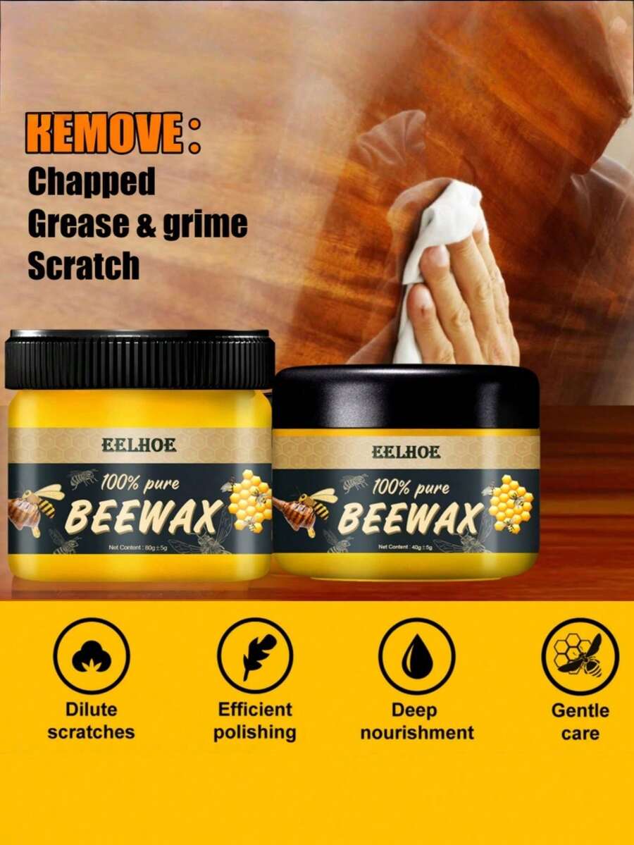 1/3pcs Wood Seasoning Beeswax For Furniture And Floors, Natural Beeswax Furniture Polish For Wood, Multipurpose Beeswax Wood Finish Cleaner For Doors, 2.8oz - one-size - View 1