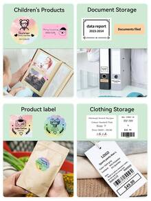 Phomemo M110 Label Makers Barcode Label Printer Bluetooth Label Maker Portable Thermal Printer For Small Business, Address, Barcode, Logo, Clothing, Mailing, Retail, Sticker Printer , With 2 Roll 40*30mm Label (1 Roll Inside The Printer) - Multicolor - View 7