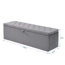Velvet-Covered Bench, Padded Seat, Bed Stool, Bench With Storage, Grey, 138 X 41 X 42 Cm