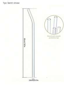 4pcs Glass Straws Set With 1pc Cleaning Brush, Heat-Resistant, Reusable, Suitable For Fruit Drinks, Kitchen, Christmas Gifts, Back To School Supplies, Study Accessories - Clear - View 13