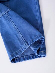 Tween Girls' Casual Everyday Cat Whisker Washed Flap Pocket Wide Leg Pants - Blue - View 5