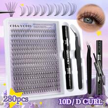 280pcs D-Curl Eyelash Curler, 9-16mm Single Lash Curler 10D-20D-30D, DIY Eyelash Curler With Thin & Thick Handle, Eyelash Curler Set With Applicator, Eyelash Glue And Sealer - Purple - View 14