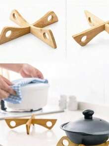 2pcs/1pc Bamboo Heat Insulation Pad, Cross-Shaped Pot Holder, Heat Resistant Bowl & Plate Mat - Multicolor - View 6