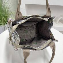 DLIU 1pc Thickened Fabric Cartoon Pattern Handbag, Lunch Bag, Bento Box Bag, Work Essentials Tote, Shopping Bag, Vintage Style, Suitable For Work, School, Daily Use, Commuting Lunch Box Cooler Bag Waterproof Large Capacity For Women For Men For Picnic For School Gifts For Women Back To School - Beige - View 8