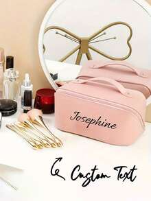 Customized Name Makeup Bag. Personalized Letter Combination Cosmetic Bag. Sanitary Pad Storage Bag. Travel Makeup Bag. Leather Toiletry Bag. Personalized Storage Bag. Bridesmaid Birth Month Bag, Bridal Shower Gift, Bachelorette Party Favor, Bridesmaid Gift Card, Versatile Use, Ideal Gift For Her, Girlfriend, Wife, Boyfriend, Valentine's Day Gift