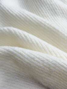 女士彼得潘领毛衣，柔软罗纹针织套头衫，宽松休闲上衣，适合日常穿着，舒适百搭 - 白色 - 查看 8