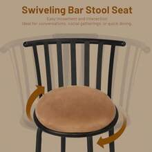 FurnitureR - Juego de 3 taburetes de Bar clásicos Estilo rústico con Respaldo y reposapiés con Altura de mostrador Giratorio para Cocina, Isla, Pub, Bistro, Restaurante, café rústico y Negro (29(73.66 cm 3 taburetes de bar) - Multicolor - Ver 6