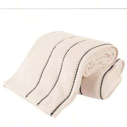 Luxury Cotton Towel Set- 2 Piece Bath Sheet Set Made From 100% Zero Twist Cotton- Quick Dry Soft And Absorbent By Bone/Black 68" X 34"