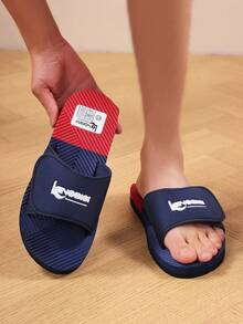 Men's Summer Casual Slippers, Fashion Crafted Outdoor Flip Flops With Adjustable Strap, Beach Sandals - Blue - View 5