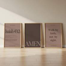 Tranh treo tường khổ 1/3 màu cà phê sữa, chủ đề Thiền định, kèm câu Kinh Thánh | Trang trí tôn giáo hiện đại, phù hợp cho phòng ngủ, phòng khách hoặc văn phòng, tranh Kinh Thánh tối giản, quà tặng cho phái nữ, không khung. - Nhiều màu - Xem 2