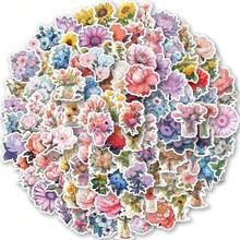 100张花朵贴纸，防水美观贴纸，适用于手机壳、水瓶、笔记本电脑、剪贴簿、行李箱等，乙烯基材质，青少年成人适用。