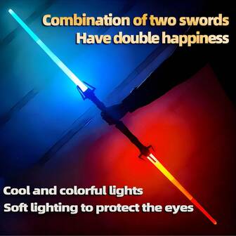 6-Pcs/Set Telescoping Laser Sword Toy, Options Of Blue, Blue + Red, Or Multi-Color Lighting, Extendable Up To 59 Inches, Role Play Party Decoration Glow Sticks, Birthday Gift (Requires 3 X AA Batteries Per Sword)
