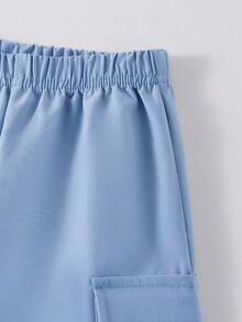 Toddler Girls' Cartoon Print Round Neck Short Sleeve Top And Cargo Pants Set - White - View 4