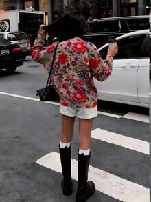 2026春季新款优雅印花圆领长袖针织毛衣 - 彩色 - 查看 6