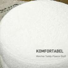 HOMCOM Round Padded Pouf/Footrest With Seat Cushion For Living Room/Bedroom, Cream White, Ø40 X 45 Cm - Apricot - View 4