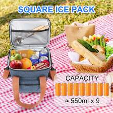 Cooler Bag, Picnic Bag, Insulated Bag, Lunch Bag For On The Go, Double-Decker Thermal Bag For Men And Women, Foldable Insulated Lunch Bag, Portable Lunch Box, Reusable Lunch Box For Men And Women With Shoulder Strap, Lunch Bag With Powerful Cooling Performance. Waterproof, Foldable Cooler Bag For School/Work/Outdoors - 藏蓝色 - 查看 5