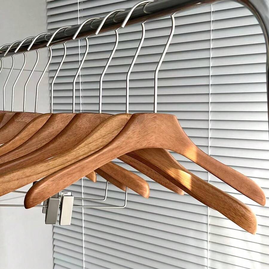2pcs Wide Shoulder Wooden Hangers, Polished Surface, Extra Large 17.72 Inch Wooden Hangers Suitable For Jackets And Coats - Maple - View 1