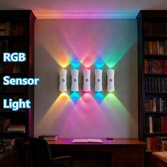 Rechargeable LED Motion Sensor Wall Light, RGB Lighting Effects, Multiple Lighting Modes, Magnetic Installation, Suitable For Stairs, Entryway, Bedroom, Closet, USB Charging, White Modern Design, Stair Motion Sensor