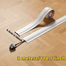 1条3米/118.11英寸自粘PVC地板电线盖板/理线条 - 电线保护器和线缆管理解决方案，防止绊倒，适用于地板、墙壁和桌面，隐形电线隐藏托盘，用于电线覆盖和布线。