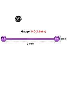 1个14G ASTM F136钛直杆环，适用于乳头/舌头/酒窝/工业穿孔 - 内螺纹，低过敏性，男女皆宜，不含镍，不含铅 - 彩色 - 查看 37