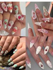 1pc French Cream Skirt Edge Nail Art Mold,3D Silicone Mold For Resin Crafts Goth Cake Lace Skirt Edge Cream Stripe Bow Pattern Design DIY Small Fresh Nail Art Demoulding Tool - Clear - View 8