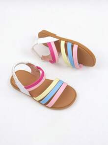 节日派对彩色系带女童凉鞋 - 糖果色露趾舒适夏季童鞋 - 彩色 - 查看 2