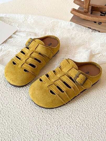 1 Pair Kids/Toddlers Fashion Simple Slippers, Spring/Summer/Autumn PU Indoor/Outdoor Casual Slippers, Non-Slip Wear-Resistant Flat Baby Slippers