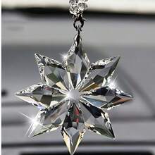 1pc Car Hanging Crystal Snowflake Ornament, Elegant And Dynamic Movement Brings Winter Romance To The Car Interior - Clear - View 6