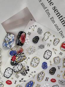 1张5D美甲贴纸时钟美甲贴纸DIY美甲自粘美甲贴花美甲用品 - 金色 - 查看 6