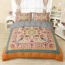 3pcs Bohemian Style Printed Duvet Cover Set, Featuring Symmetrical Paisley Pattern (Paisley) As The Main Design, Blending Floral And Geometric Patterns, Reflecting The Characteristics Of Multicultural Fusion, (1 Duvet Cover + 2 Pillow Shams, No Insert), Suitable For Bedroom And Guest Room Bedding Decoration - Multicolor - View 8